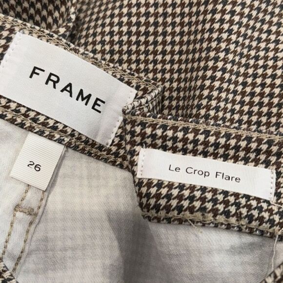 New Frame Le Crop Flare Houndstooth Stretch Jeans Size 26 - Picture 13 of 16